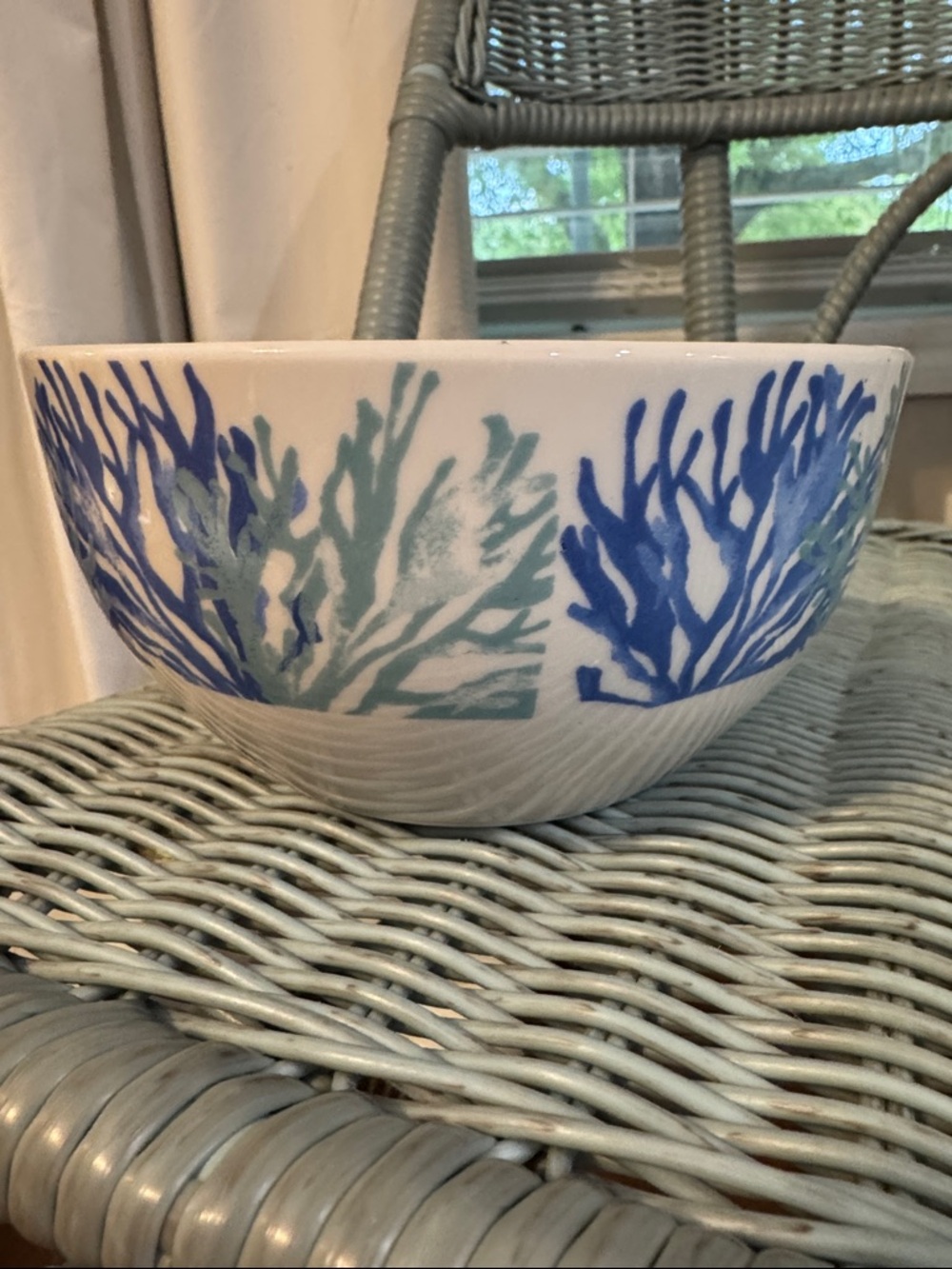 Blue and Teal Coral Ceramic Bowl